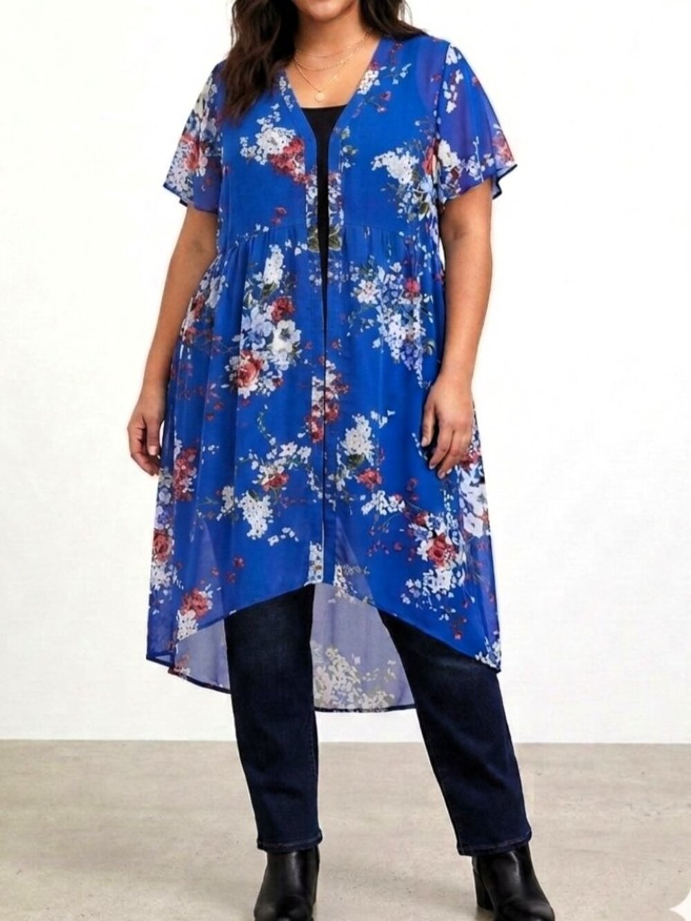 TORRID royal blue floral mesh blouse size 3